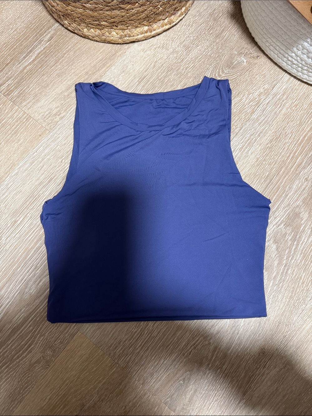 Classic Sleeveless Crop Top in Deep Blue